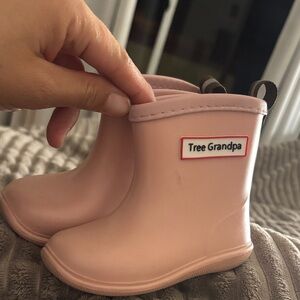 Tree Grandpa Pink Toddler Rain Boots